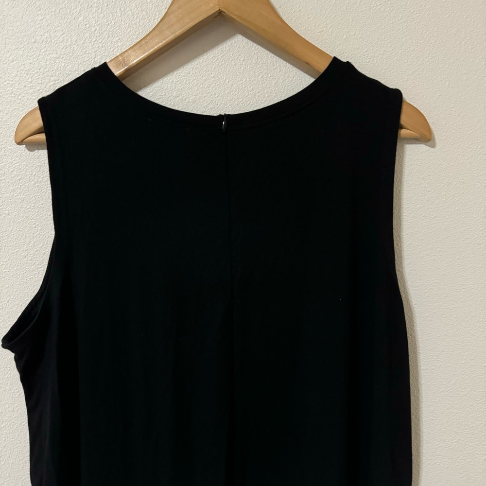 Eileen Fisher Stretch Viscose Jersey Wide Leg Crop Jumpsuit Black Sleeveless-XL - Picture 4 of 8